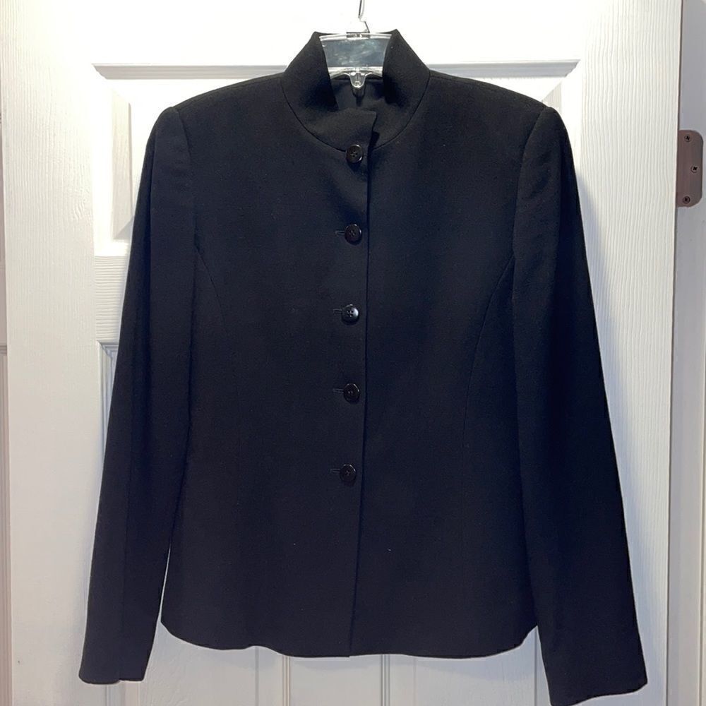 Armani Collezioni Black Wool Mandarin Blazer - Picture 1 of 6